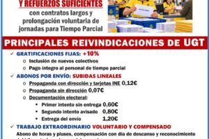 UGT EXIGE SUBIDA EN RETRIBUCIONES Y REFUERZOS SUFICIENTES