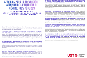 UGT Servicios Públicos reclama servicios 100% públicos y más recursos para atender la violencia de género