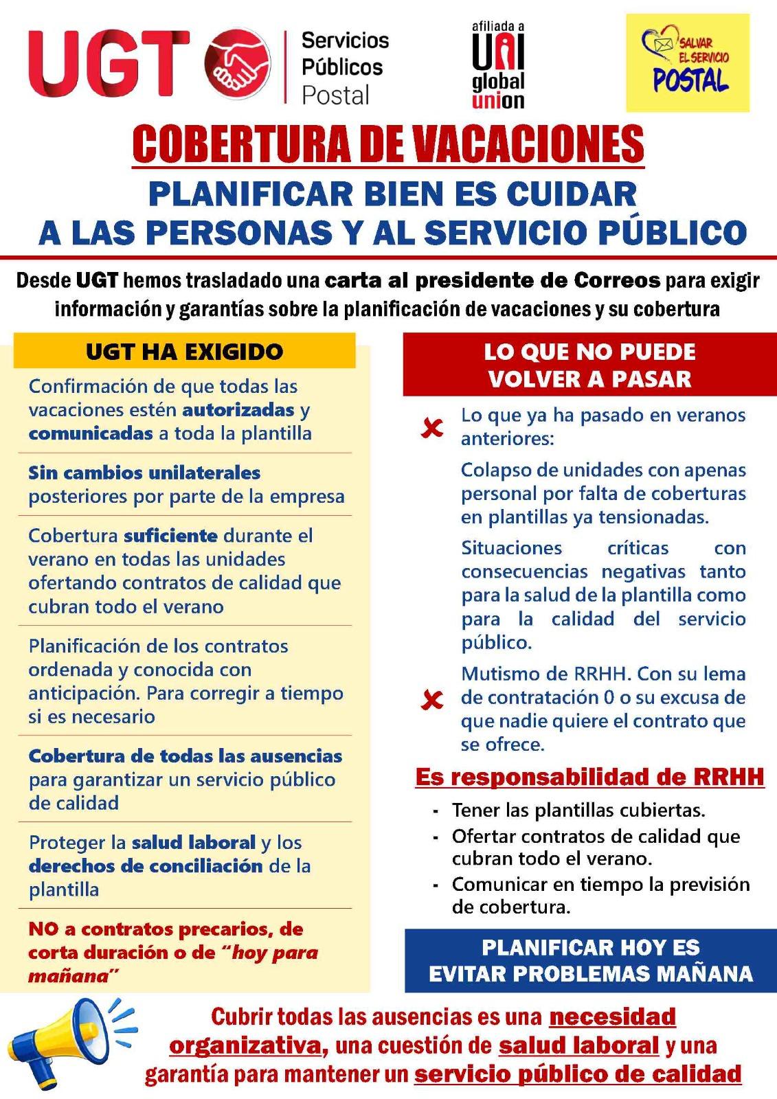 Correos debe dar cobertura en las vacaciones