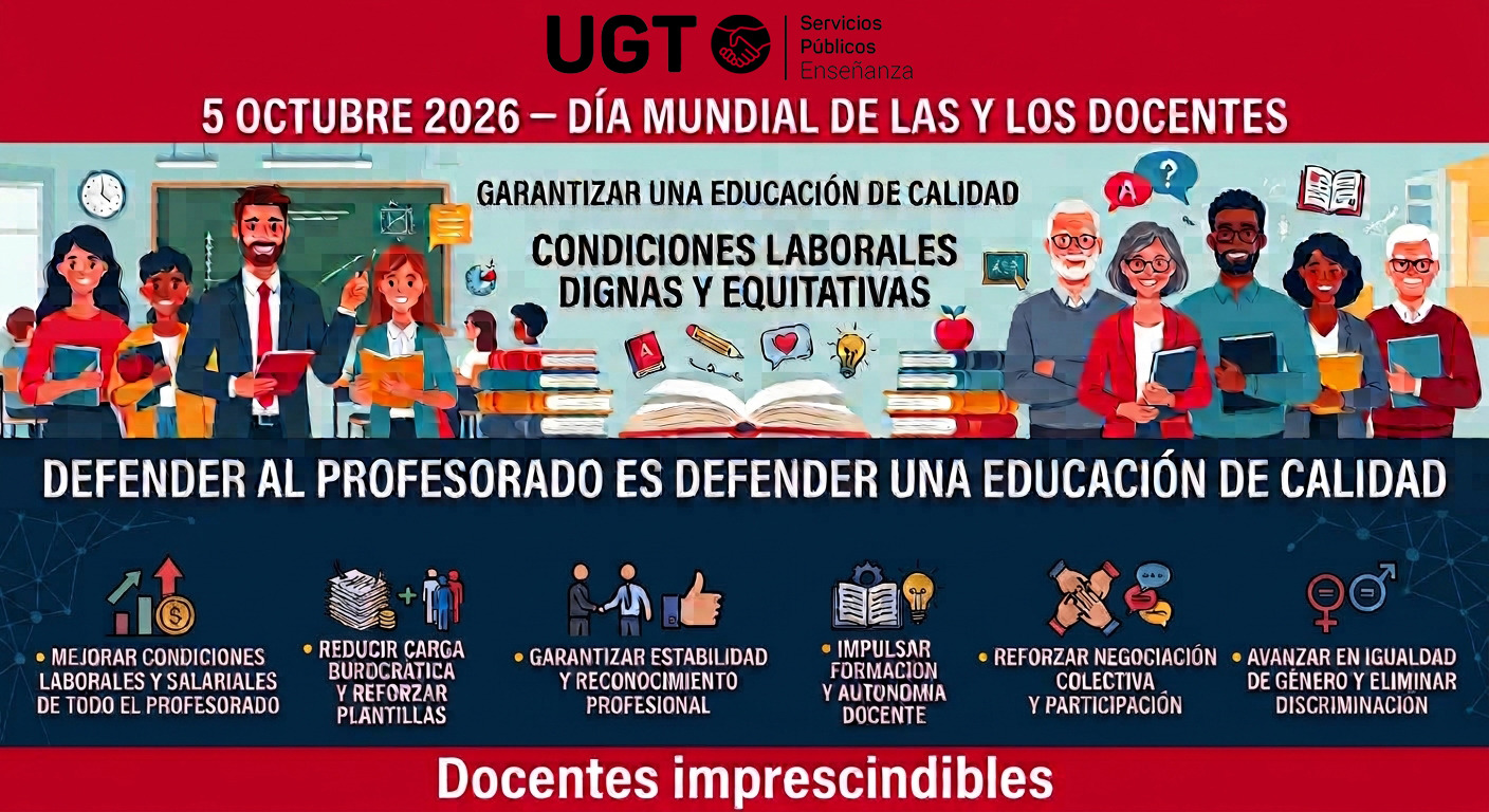 En el Día Mundial de los Docentes, UGT SP reivindica una profesión docente digna, reconocida y con futuro