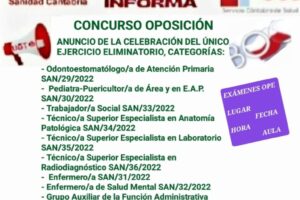 Servicio Cántabro de Salud: Lugar, fecha y hora de celebración del único ejercicio eliminatorio de carácter obligatorio de las pruebas selectivas para el acceso, mediante el sistema de concurso-oposición, a plazas en varias categorías