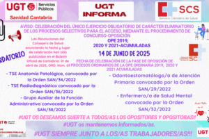 Recordamos fecha y lugar de del examen de la fase de oposición de procesos ordinarios de la OPE de 2019 de personal Estatutario de Instituciones Sanitarias de Cantabria.