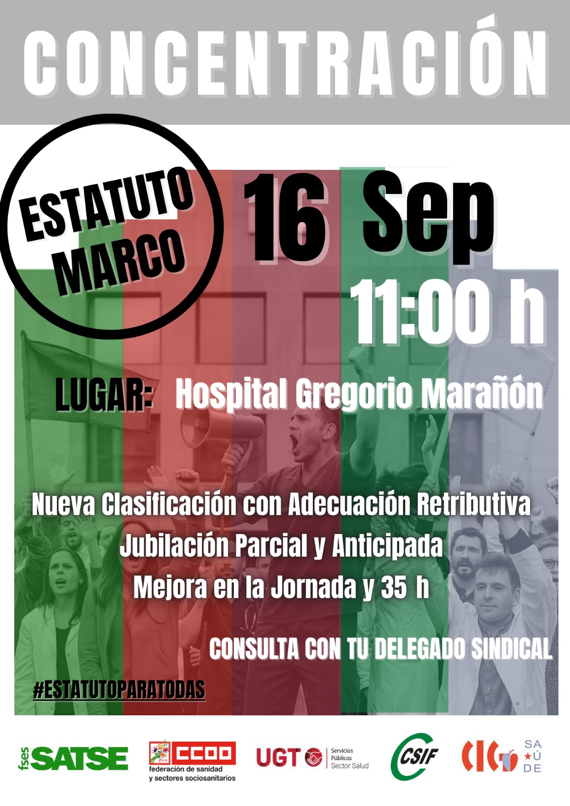 En este momento estás viendo El personal del SNS protestará mañana por la intención de Sanidad de aprobar un Estatuto Marco insuficiente