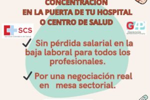 UGT Sanidad convoca concentraciones el 16 de mayo en los centros de salud y hospitales del Servicio Cántabro de Salud.